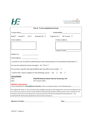 GP trainee registration form and supervision agreement - Cervical Check