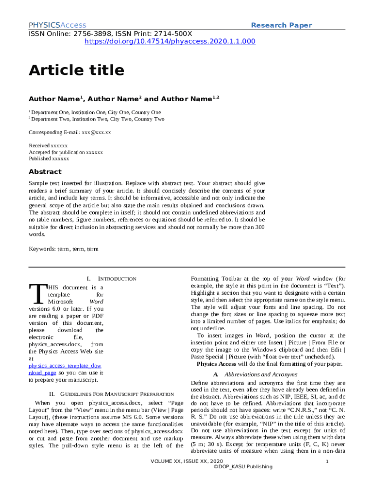 Manuscript Template for QB journal docx - Article Title Author name1 Preview on Page 1
