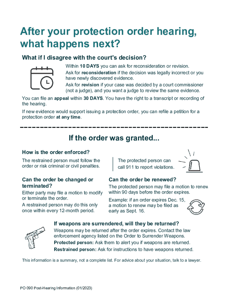 Fillable Online After your protection order hearing, what happens next