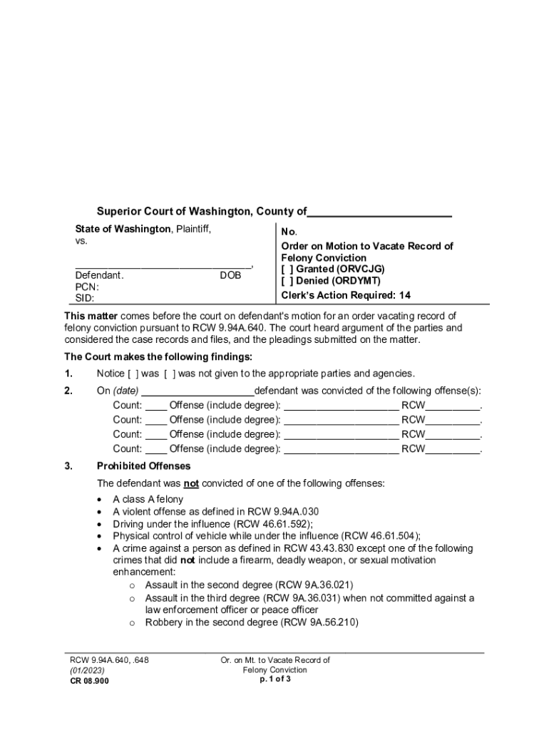 Fillable Online Court Forms Immediate Restraining Order Washington Fax Email Print pdfFiller