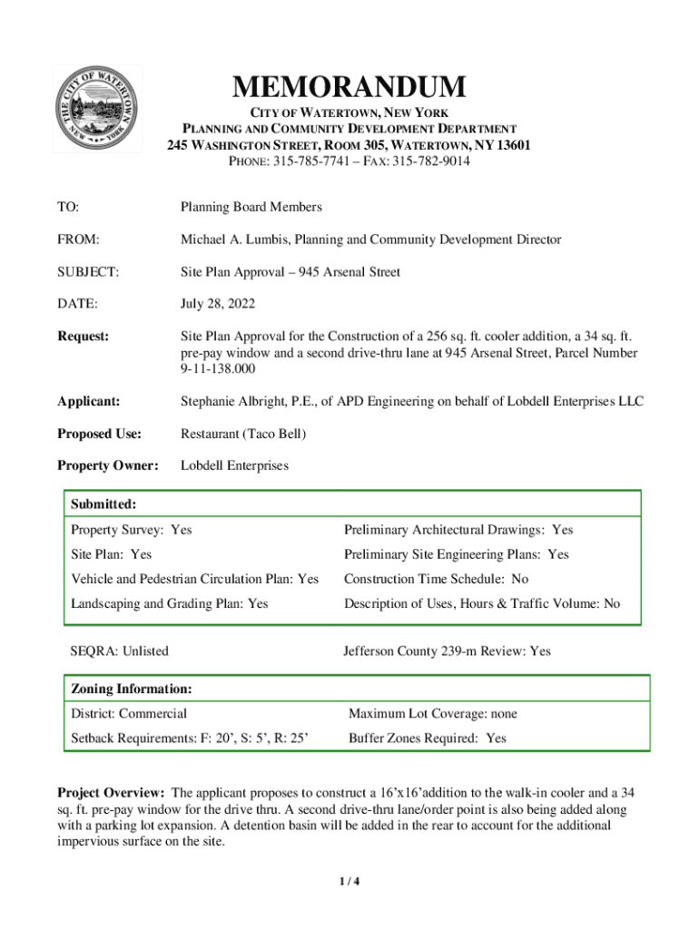 Fillable Online City of Watertown, New York Planning and Zoning