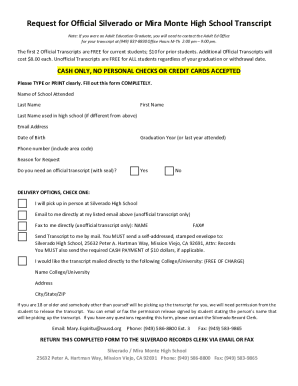 Fillable Online High School Transcript Request FormNeedMyTranscriptHow ...