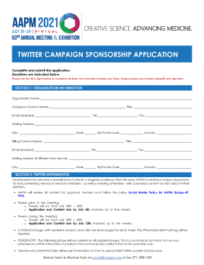 TWITTER CAMPAIGN SPONSORSHIP APPLICATION - AAPM