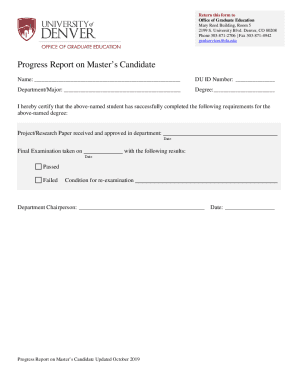 Master's Progress Report - University of Denver