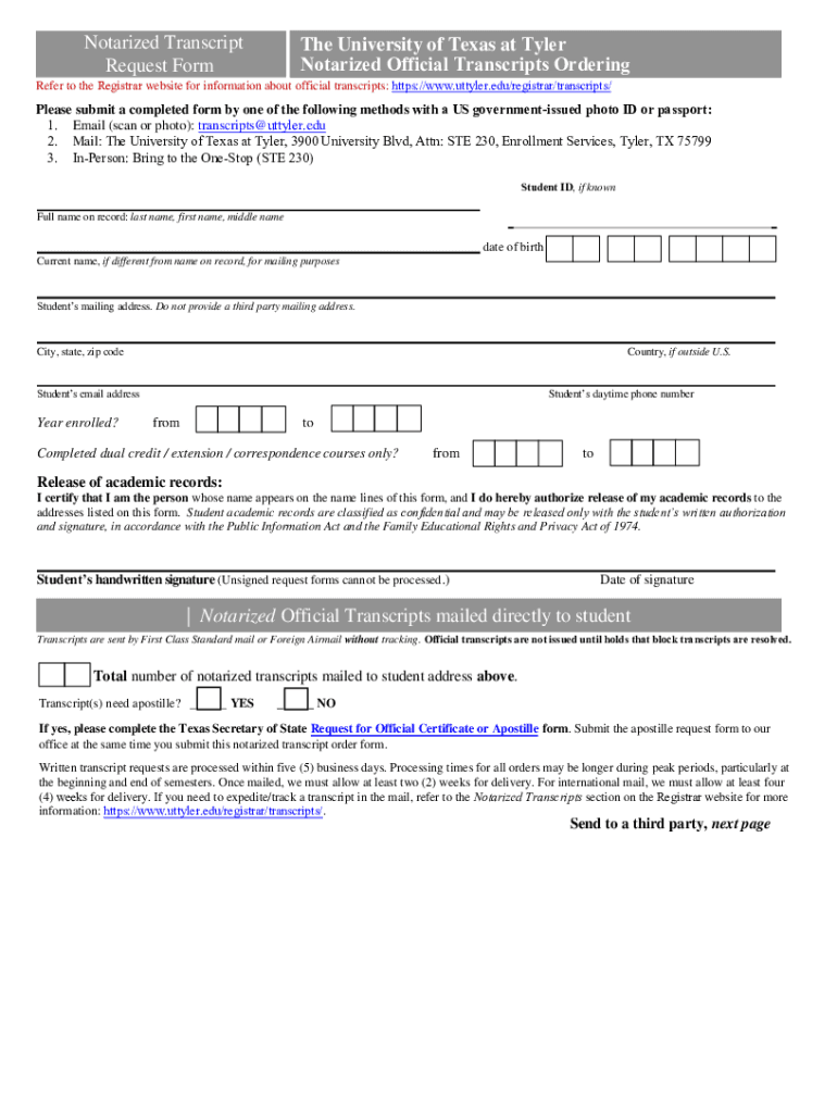 Fillable Online registrar.utdallas.edutranscriptofficialOfficial ...