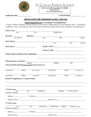 APPLICATION FOR ADMISSION for 2022 - 2023 Year - AWS