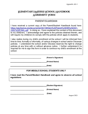 Fillable Online Get the free ELEMENTARY/MIDDLE SCHOOL HANDBOOK ...