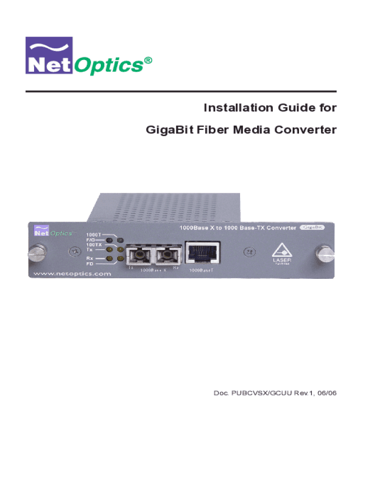 Fillable Online Installation Guide for GigaBit Fiber Media Converter