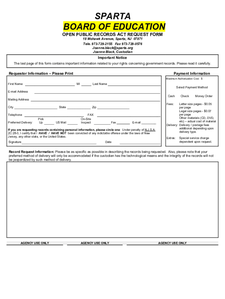 open public records act request form Preview on Page 1