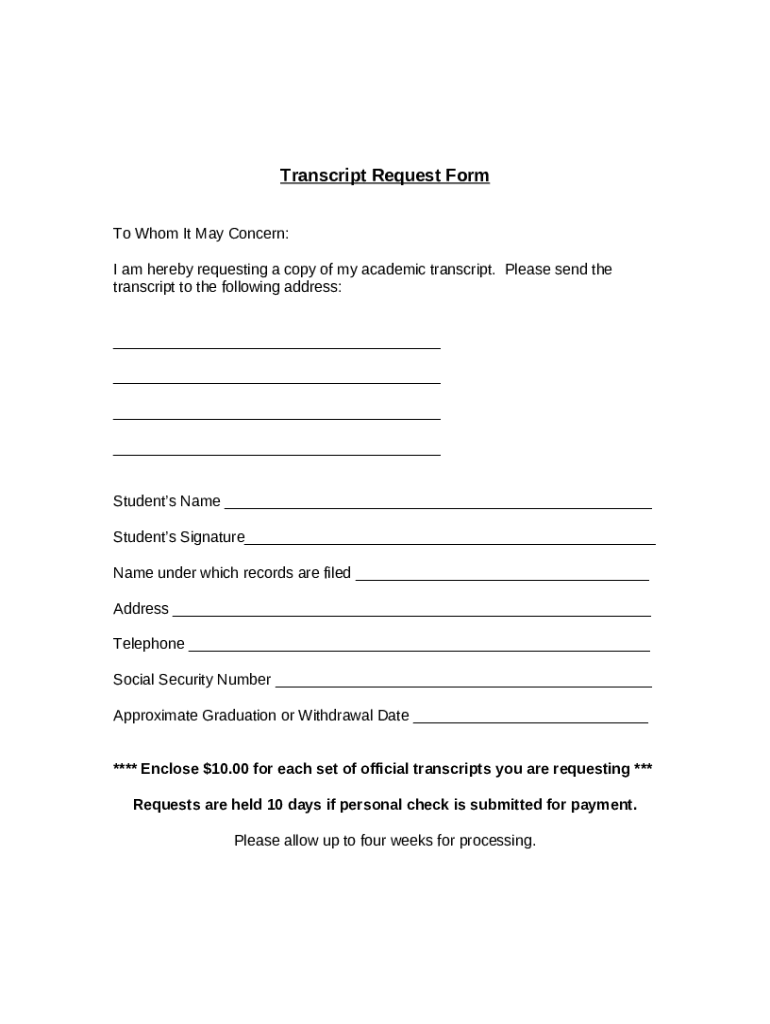 Writing a Simple Transcript Request Letter Free SampleTranscript ...
