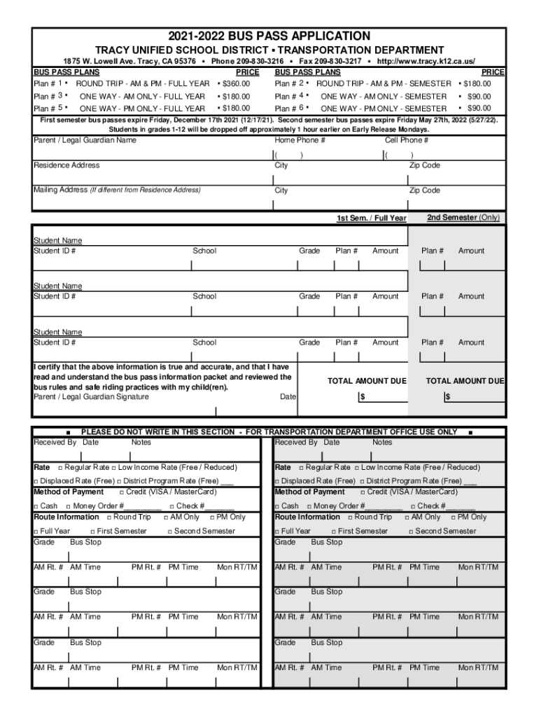 district bus pass application Preview on Page 1