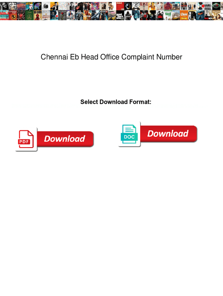 Fillable Online Chennai Eb Head Office Complaint Number. Chennai Eb