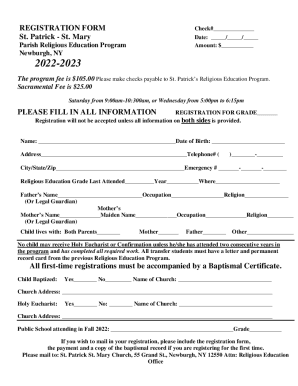 REGISTRATION FORM - St. Patrick - St. Mary - eCatholic