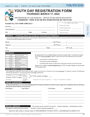Youth Day Registration Form