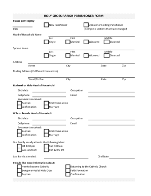 Fill - Free fillable New Parishioner Registration Form PDF form