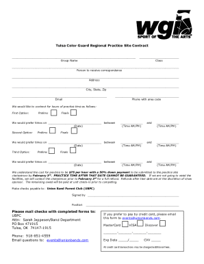 Tulsa Color Guard Regional Practice Site Contract - UBPC Attn