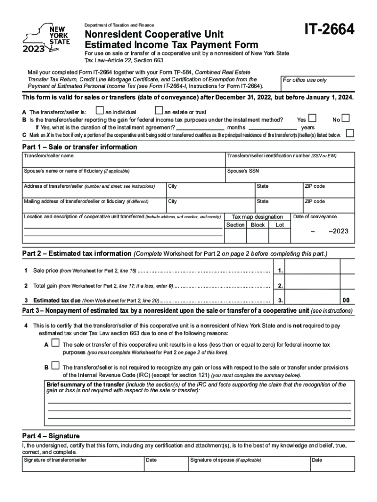 NY DTF IT-2664 2021-2022 - Fill out Tax Template Online - US Legal Forms Preview on Page 1