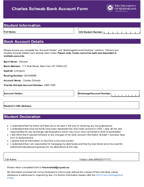 Fillable Online Charles Schwab bank account form. US federal government ...