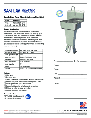 Valve De Genou SANI-LAV 112L, Filetage 1/2" NPT Pour Lavabo Professionnel