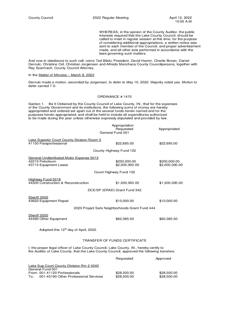 Fillable Online co.johnson.in.uscouncilCounty Council Johnson County