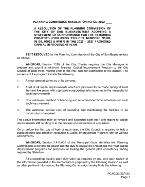 Fillable Online A RESOLUTION OF THE PLANNING COMMISSION OF THE CITY OF ...