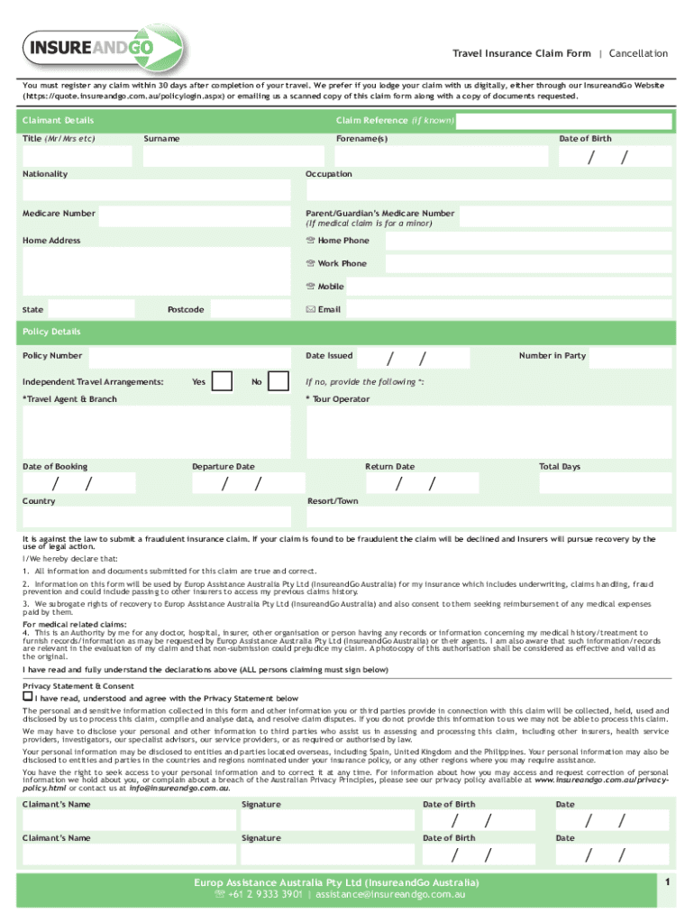 Fillable Online Get EXPEDIA TRAVEL INSURANCE CLAIM FORM US Legal