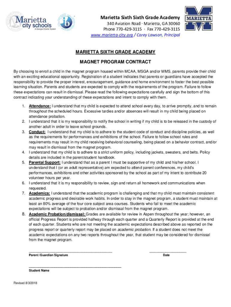 Fillable online marietta sixth grade academy in georgia u s news