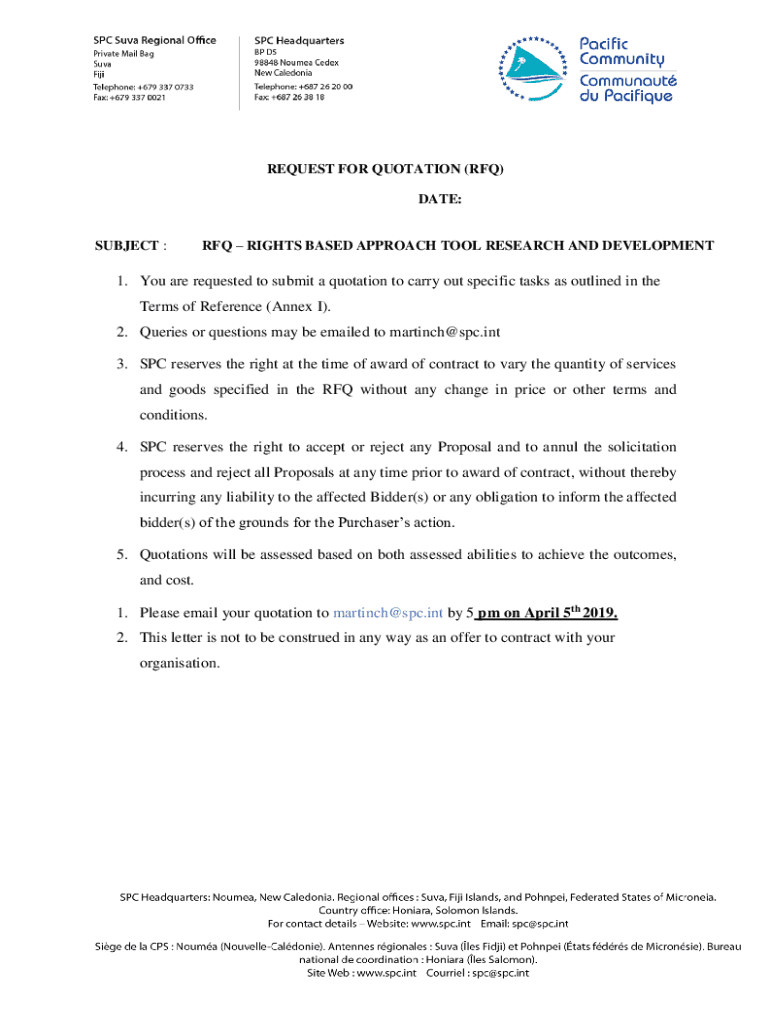Fillable Online Request for Quote Definition and How Businesses Use