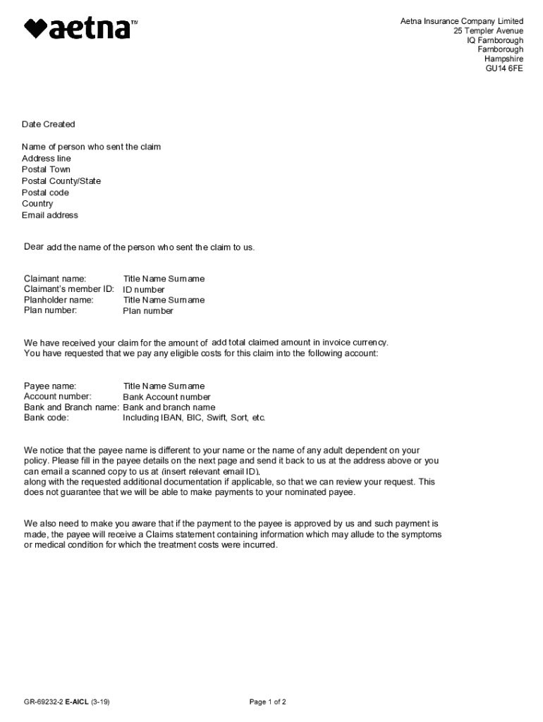 Fillable Online AETNA INSURANCE COMPANY LIMITED overview Find and