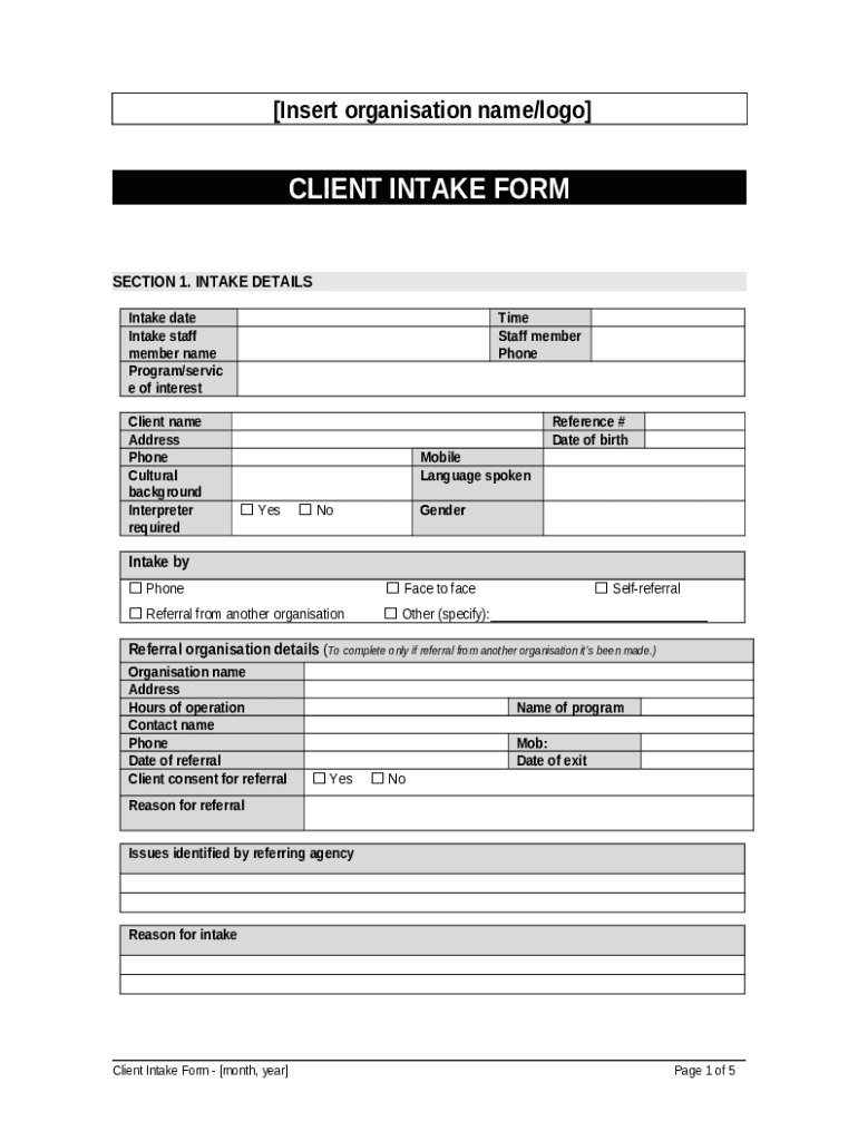 42 Printable Client Intake s (FREE Templates)42 Printable Client Intake ...