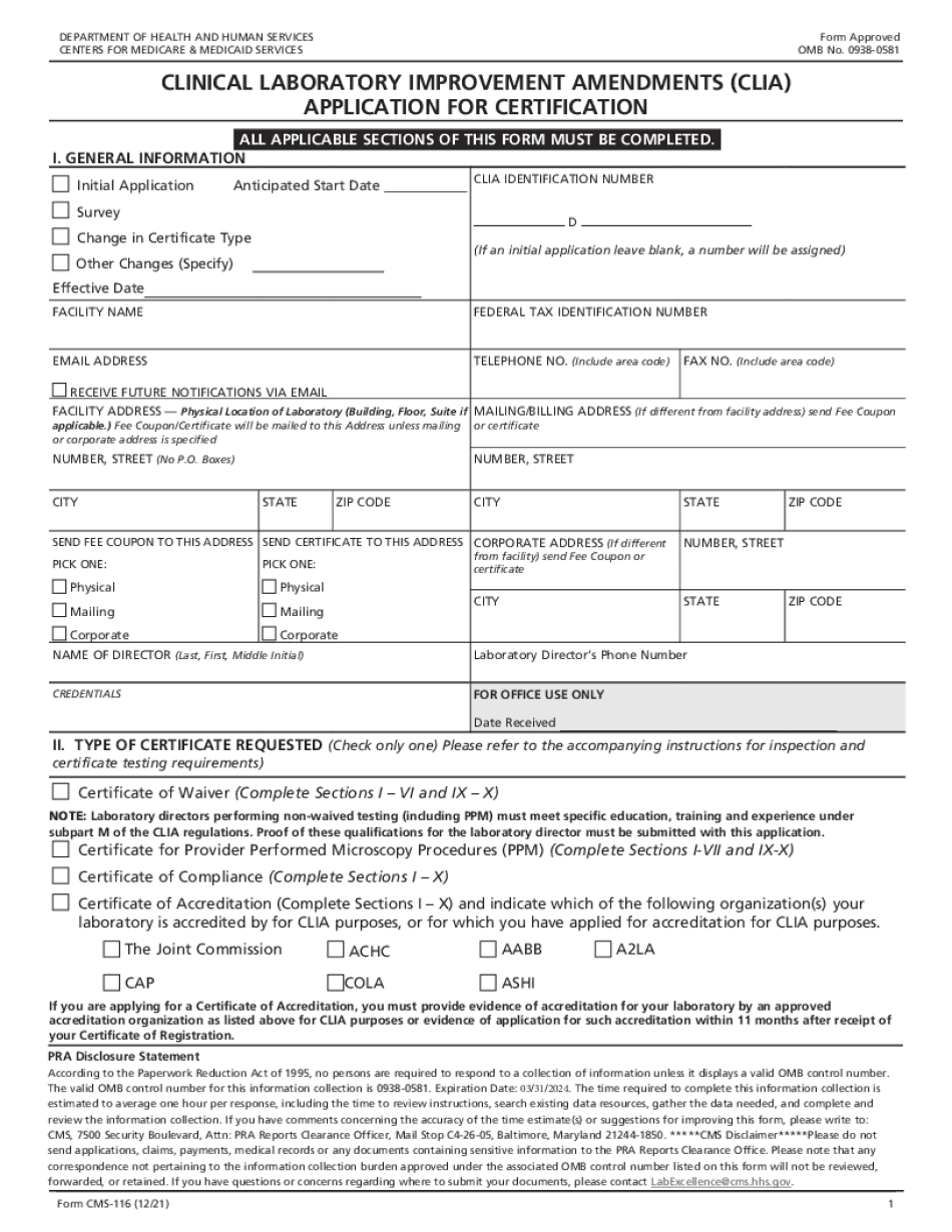 State Pf Texas Clia Application: Fill Out & Sign Online - Dochub