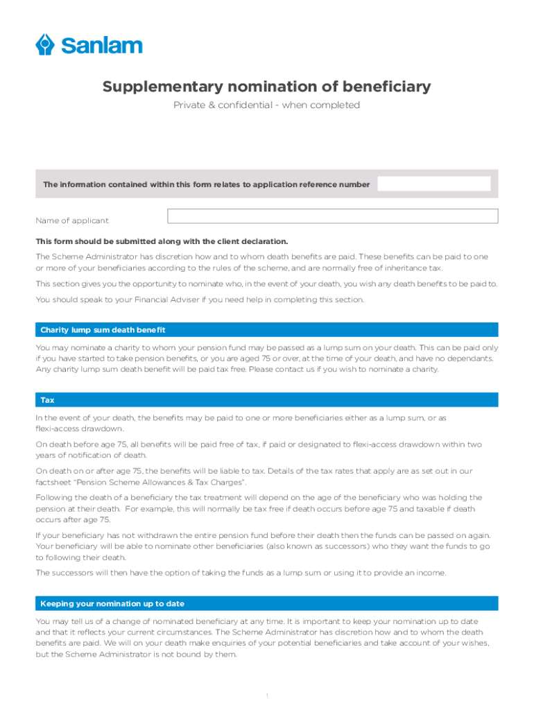 Fillable Online Binding (nonlapsing) nomination of beneficiary form