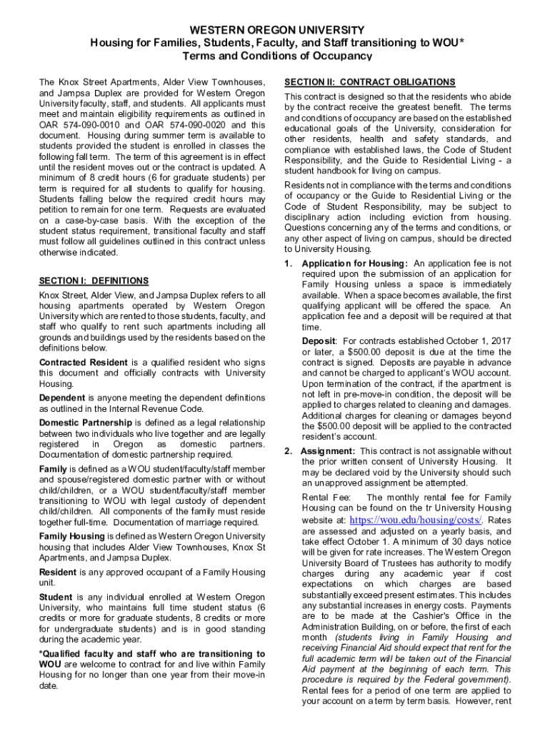 Fillable Online GENERAL INFORMATION Knox StreetFamily Housing Fax