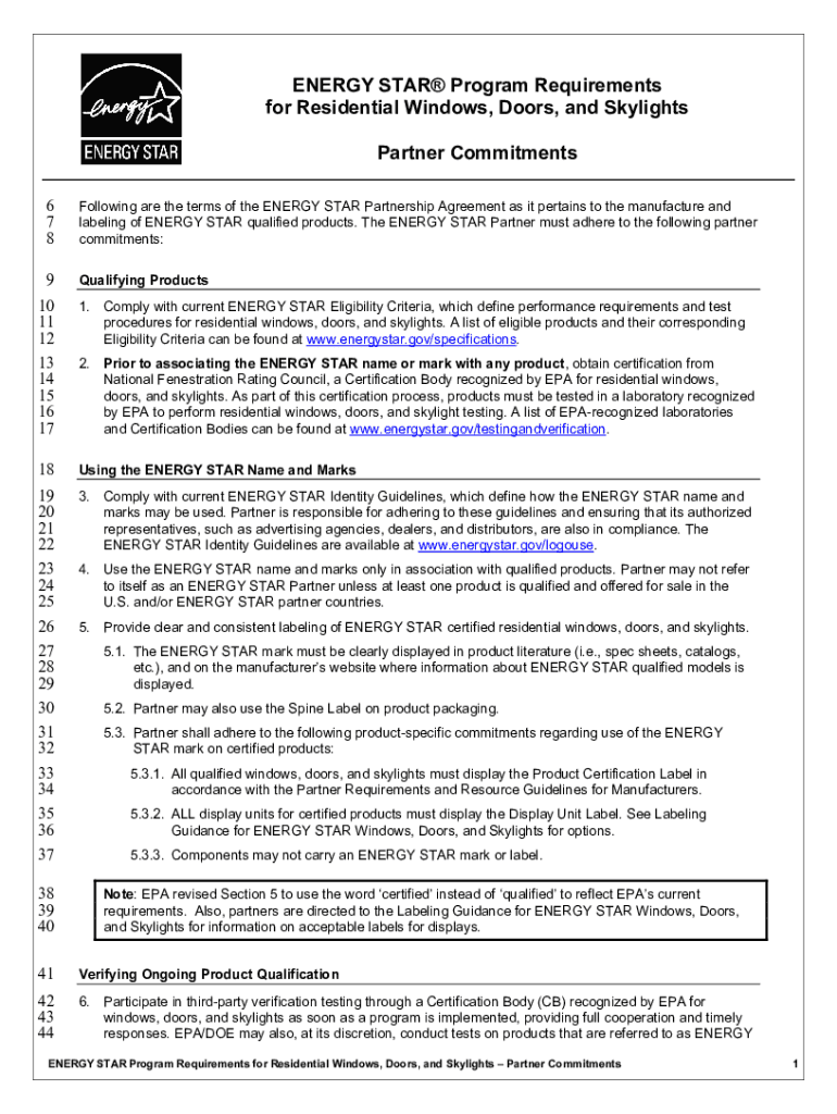 Fillable Online EPA's New ENERGY STAR Specifications for Windows