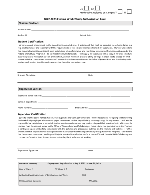 Fillable Online Authorization Form: Work-Study Program Fax Email Print ...