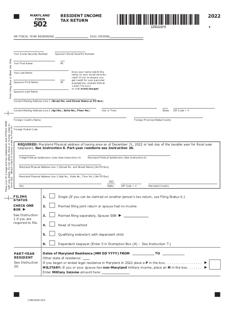 maryland state tax form 2022 pdf Preview on Page 1