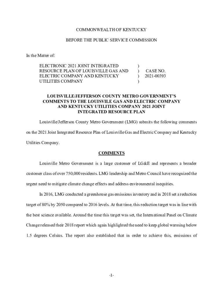 Fillable Online psc ky RESOURCE PLAN OF LOUISVILLE GAS AND Fax Email