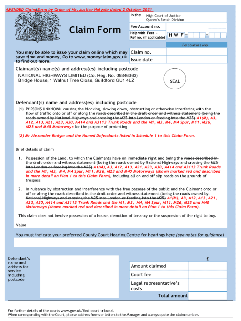 Fillable Online Service of the claim form and other documents Westlaw