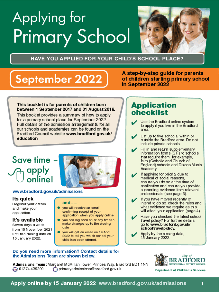 Fillable Online bso bradford gov Apply for a school placeSheffield City