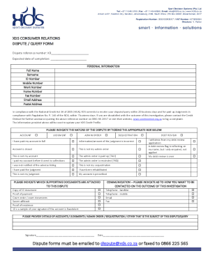 XDS Consumer Dispute Query Form