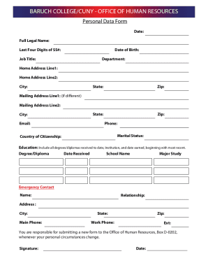 Fillable Online PERSONAL DATA CHANGE REQUEST FORM Fax Email Print ...