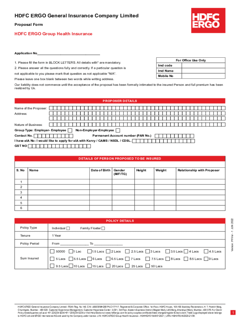 Fillable Online HDFC Ergo Insurance Claim Forms Fax Email Print pdfFiller