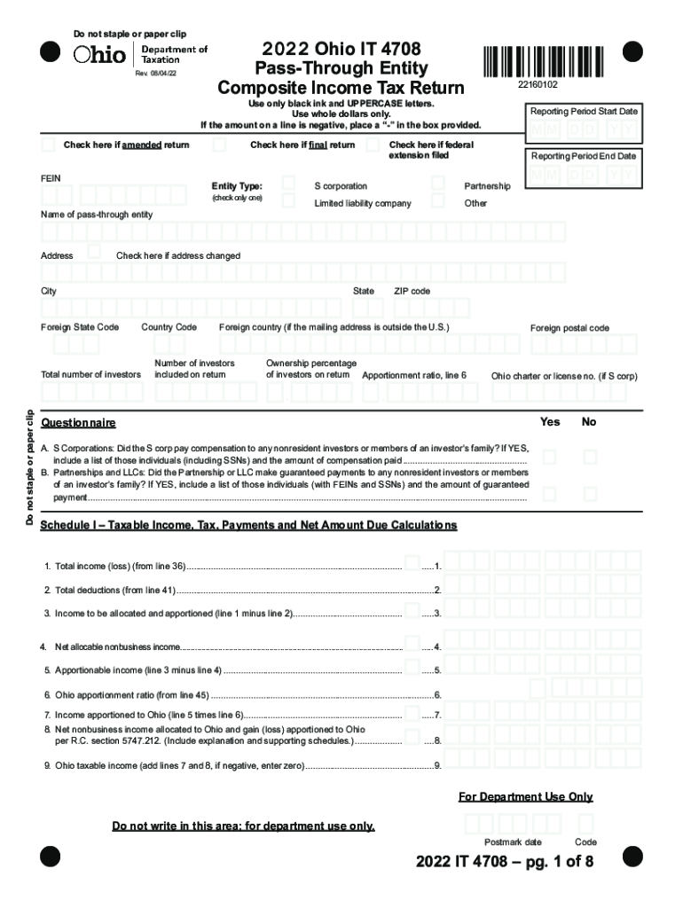 Ohio Form It-1040 Instructions - eSmart Tax Preview on Page 1
