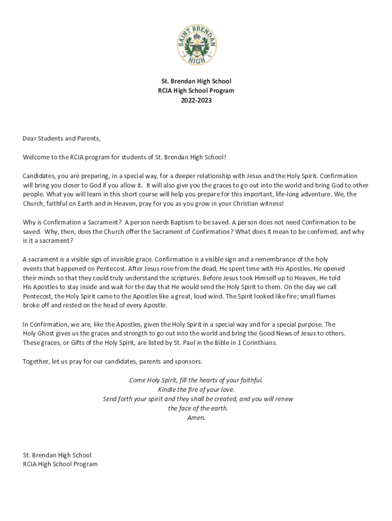 Fillable Online Application Process Saint Brendan High School Fax