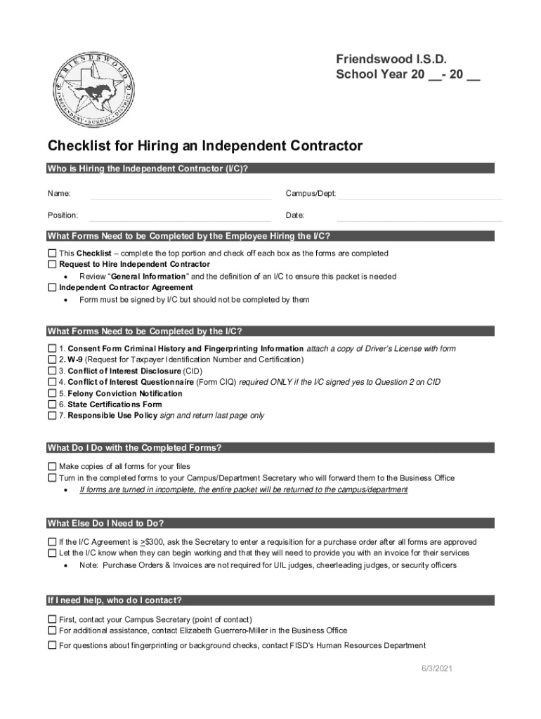 Fillable Online Business Forms Friendswood ISD Fax Email Print