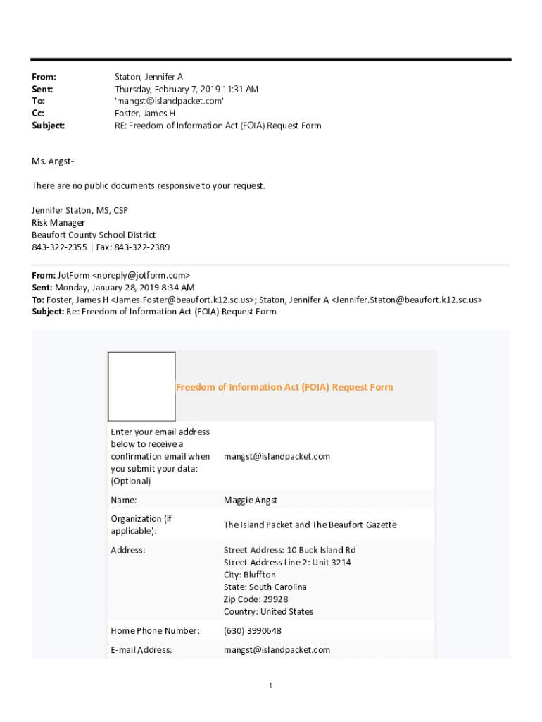 Fillable Online EMail and the Freedom of Information Act Foster