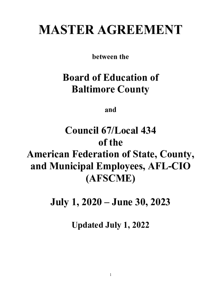 Fillable Online Get the free bcps afscme master agreement form Fax