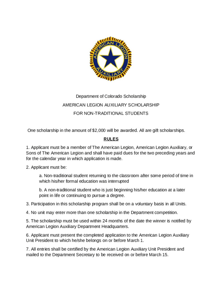 Scholarships - American Legion Auxiliary Department of Doc Template