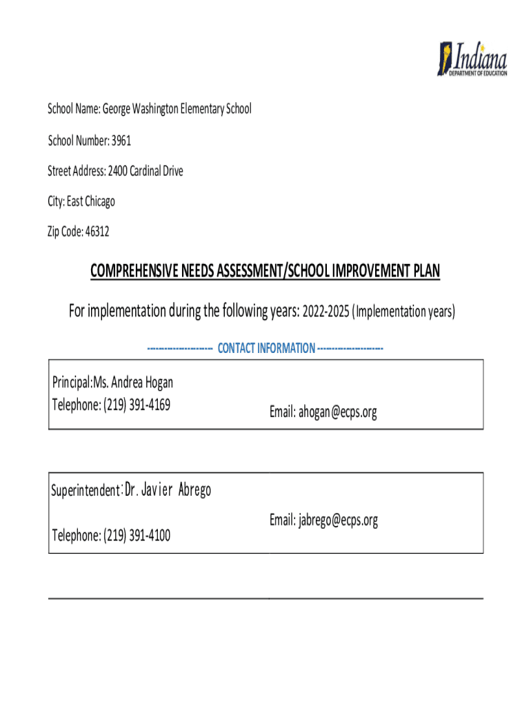 Fillable online george washington elementary school east chicago in fax