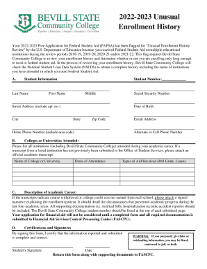 2022-2023 Unusual Enrollment History Form - Amazon AWS